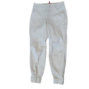 Spanx Stretch Twill Moto Jogger Pants XL Cream Ivory Zip Ankle Athleisure Travel